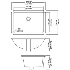 DAKOTA Dakota Plumbing Products US-1812W Undermount Sink 18x12