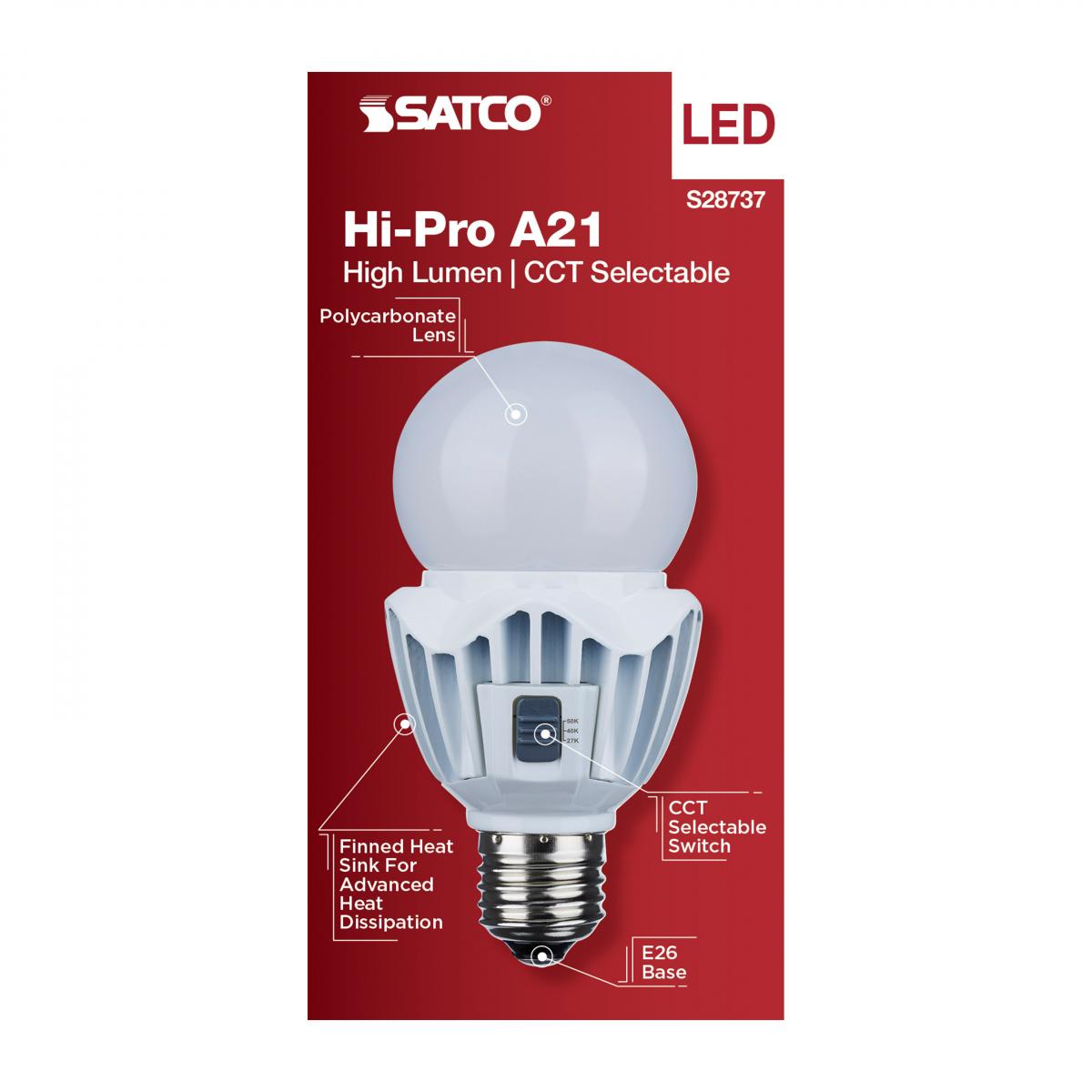 SATCO-NUVO SATCO S8738 Type A LED HID Replacement Lamp 20 W E26 Medium 20WA21/LED/HID/5000K/120-277V