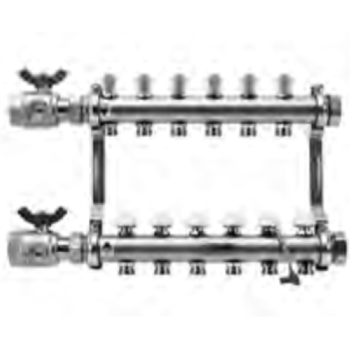 REHAU REHAU 343377-001 Pro-Balance 1-1/4 Stainless Steel Manifold with Gauges - 6 Outlet