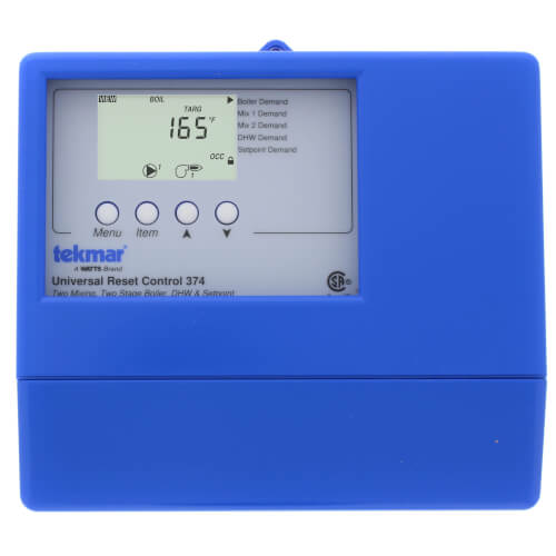 TEKMAR Tekmar 374 Universal Reset Control for 2-Mix/2-Stage Boiler, DHW and Setpoint