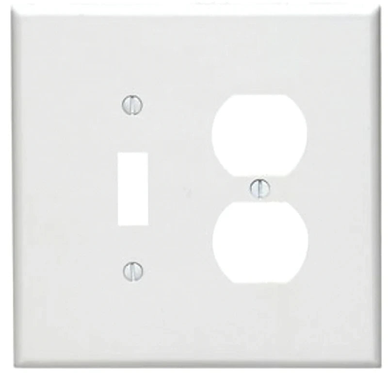 LEVITON Leviton R72-88105-00W Oversized 2-Gang Thermoset Single Toggle/Duplex Outlet Wall Plate (1 Pack)