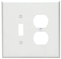 LEVITON Leviton R72-88105-00W Oversized 2-Gang Thermoset Single Toggle/Duplex Outlet Wall Plate (1 Pack)