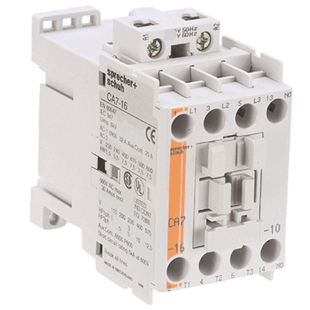 SPRECHER + SCHUH Sprecher Schuh CA7-16-10-480 3-Pole 3-Phase Contactor 5 HP @230 V / 10 HP @460 V (16 A) J0338