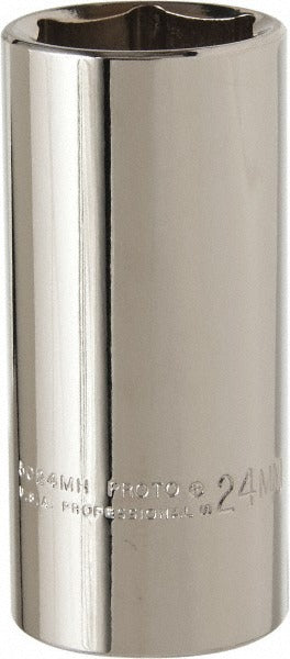 PROTO Proto J5024MH Deep Hand Socket 24mm 6-point 3/8 Drive