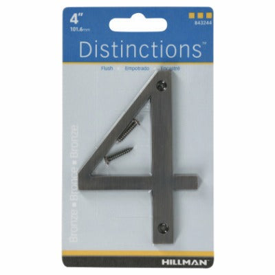 HILLMAN Hillman Fasteners 843244 Flush Mount House Number 4 Bronze