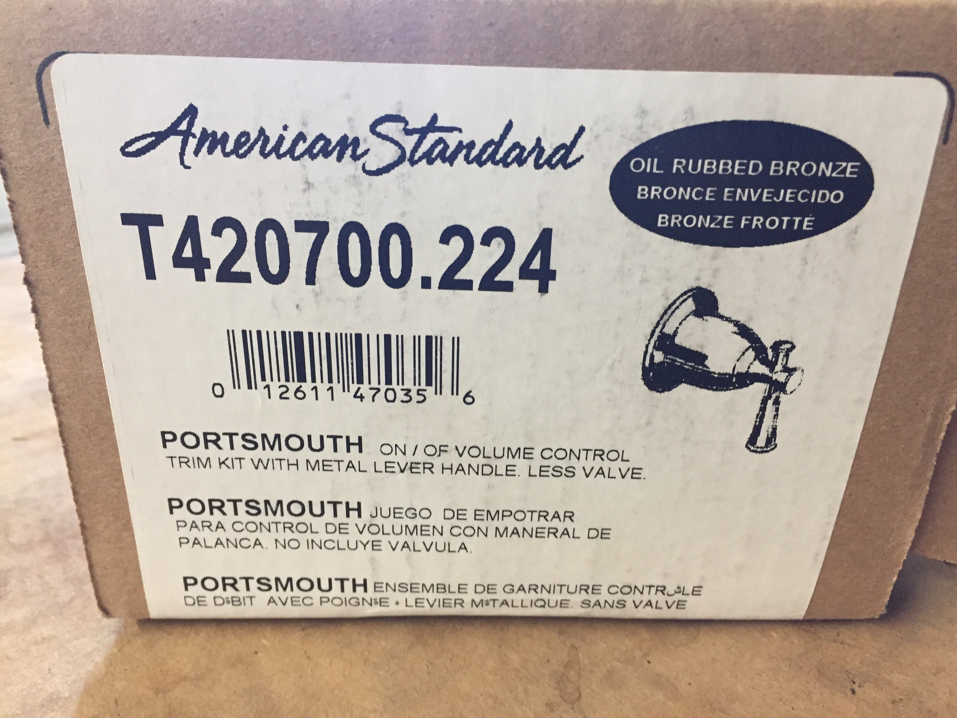 AMERICAN STANDARD American Standard T420700.224 Portsmouth Oil Rubbed Bronze On/Off Volume-Control Trim Kit