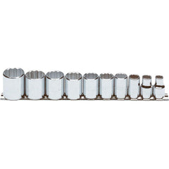 PROTO Proto J52118 10 Pc 3/8 in Drive Socket Set 12 Point