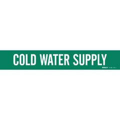 BRADY Brady 7057-1 Pipe Marker Cold Water Supply Fits 2-1/2 to 7-7/8 in (1 Marker)