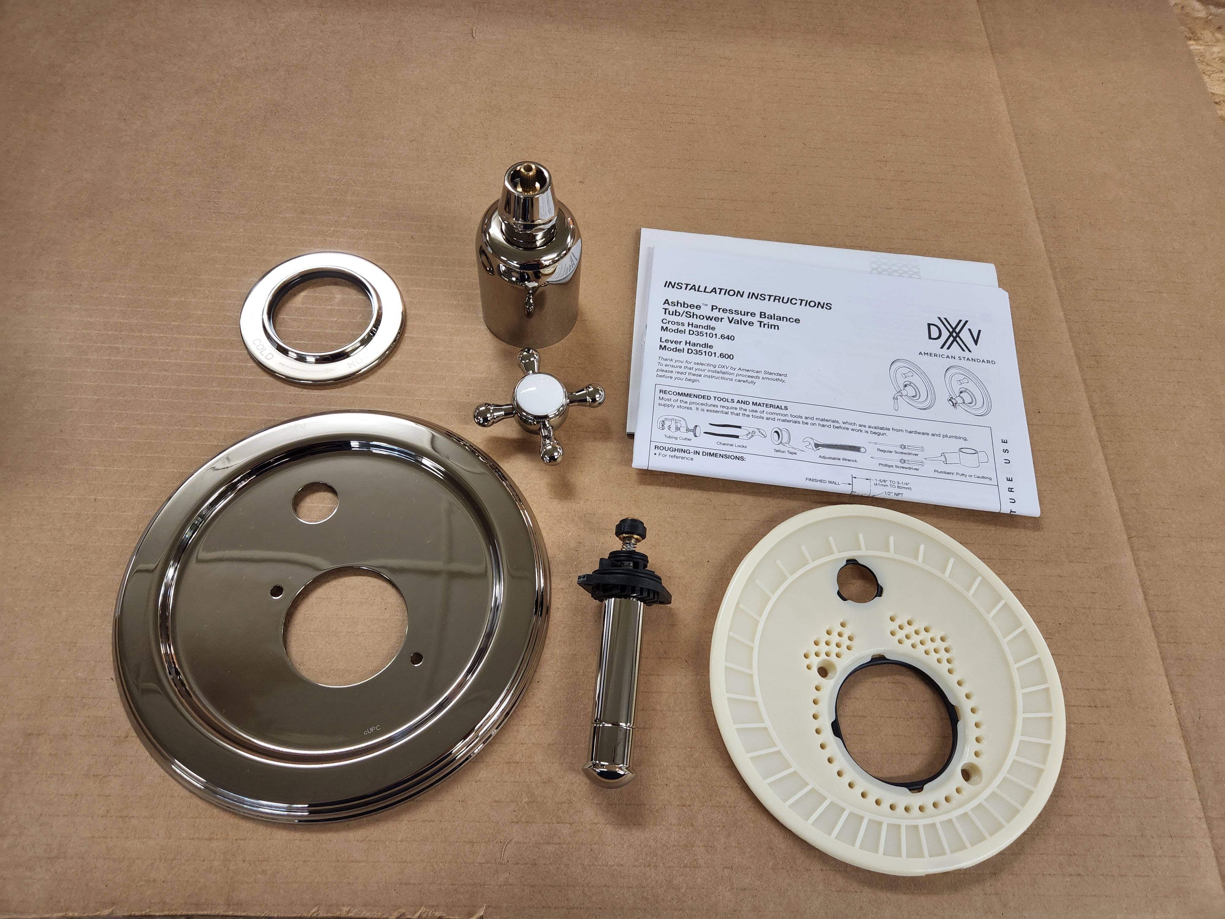 AMERICAN STANDARD American Standard D35101640.150 Ashbee Platinum Nickel PB Tub/Shower Valve Trim Cross Handle