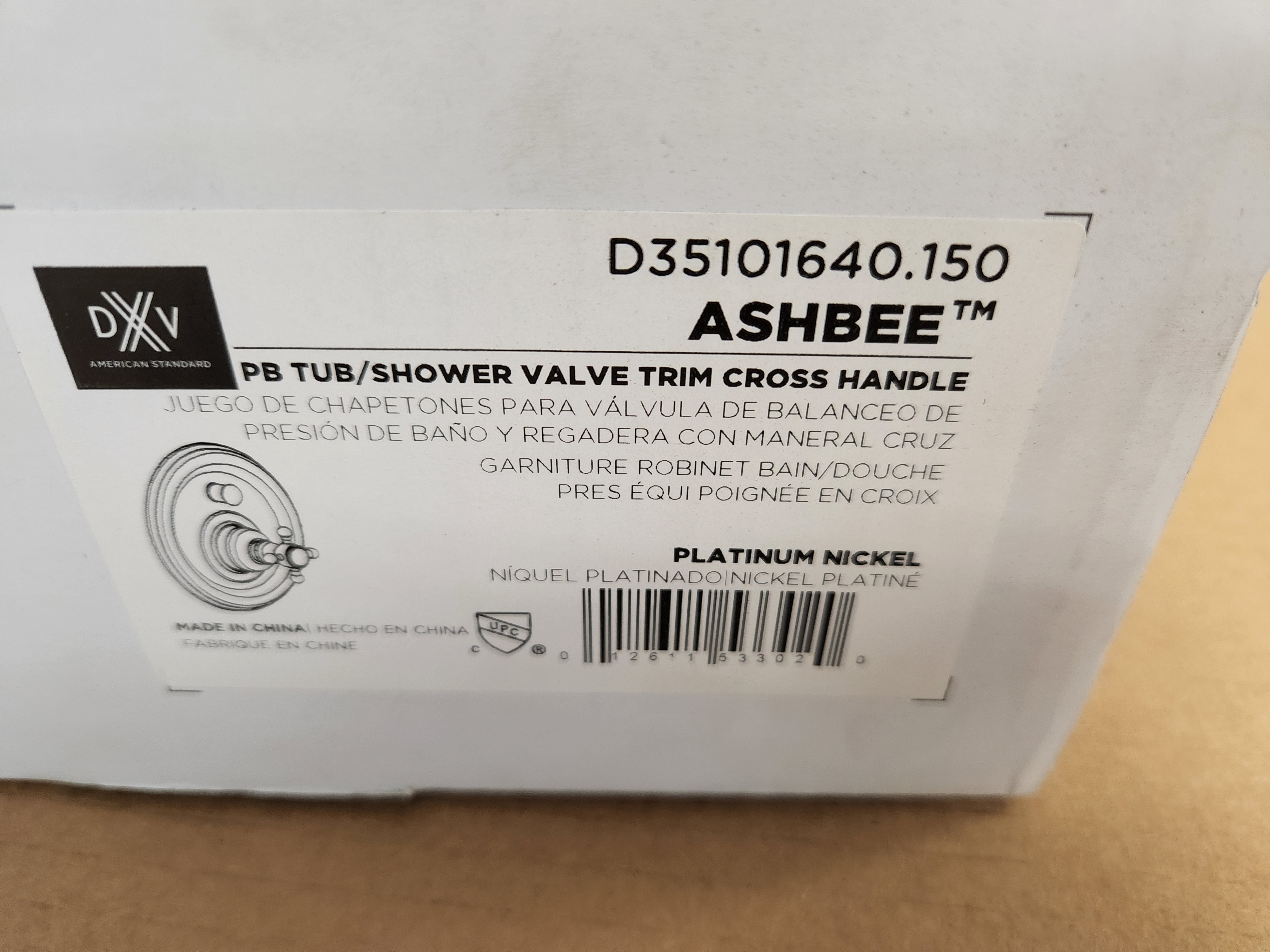 AMERICAN STANDARD American Standard D35101640.150 Ashbee Platinum Nickel PB Tub/Shower Valve Trim Cross Handle