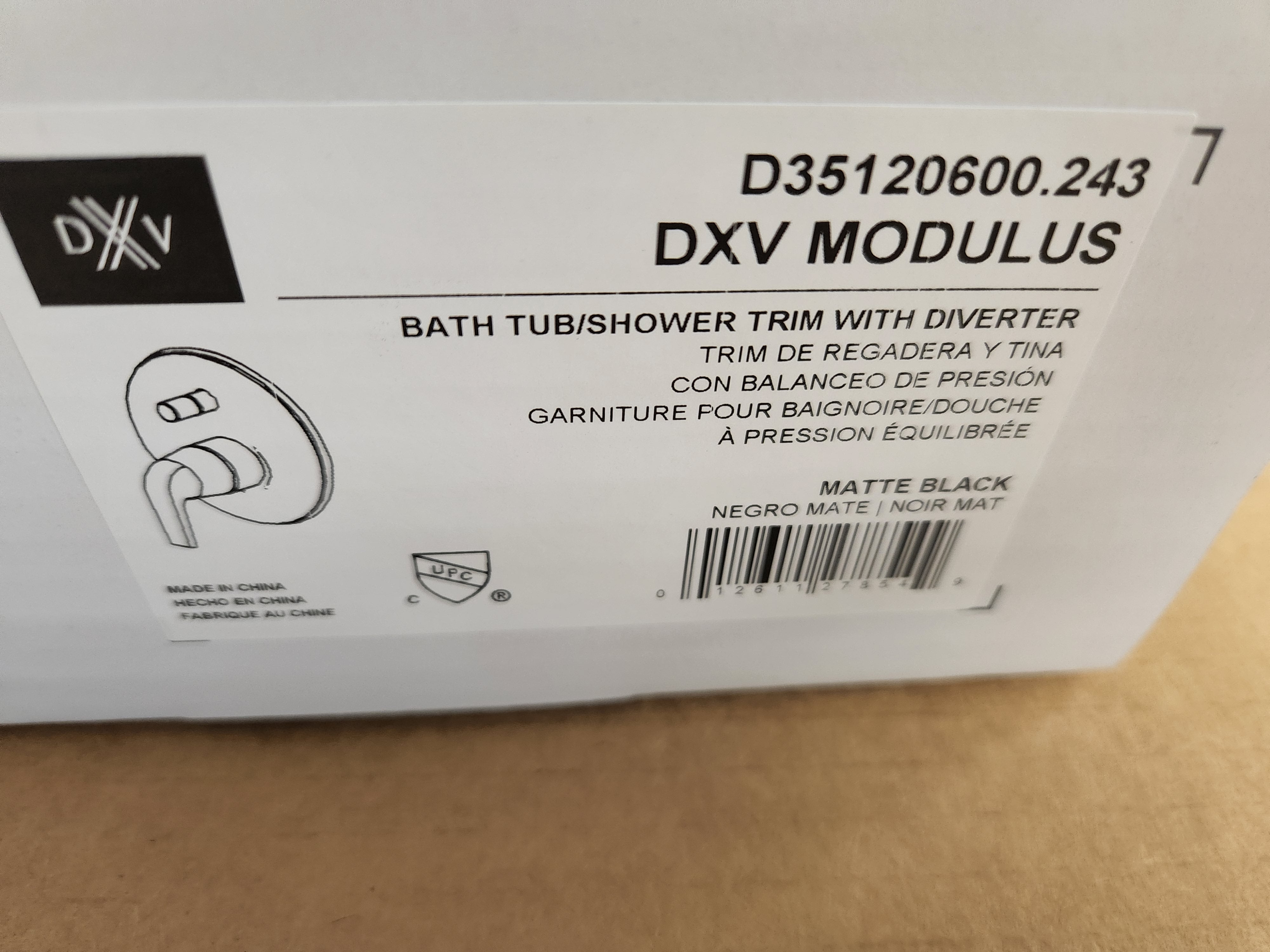 AMERICAN STANDARD American Standard D35120600.243 DXV Modulus Matte Black Bath Tub/Shower Trim with Diverter