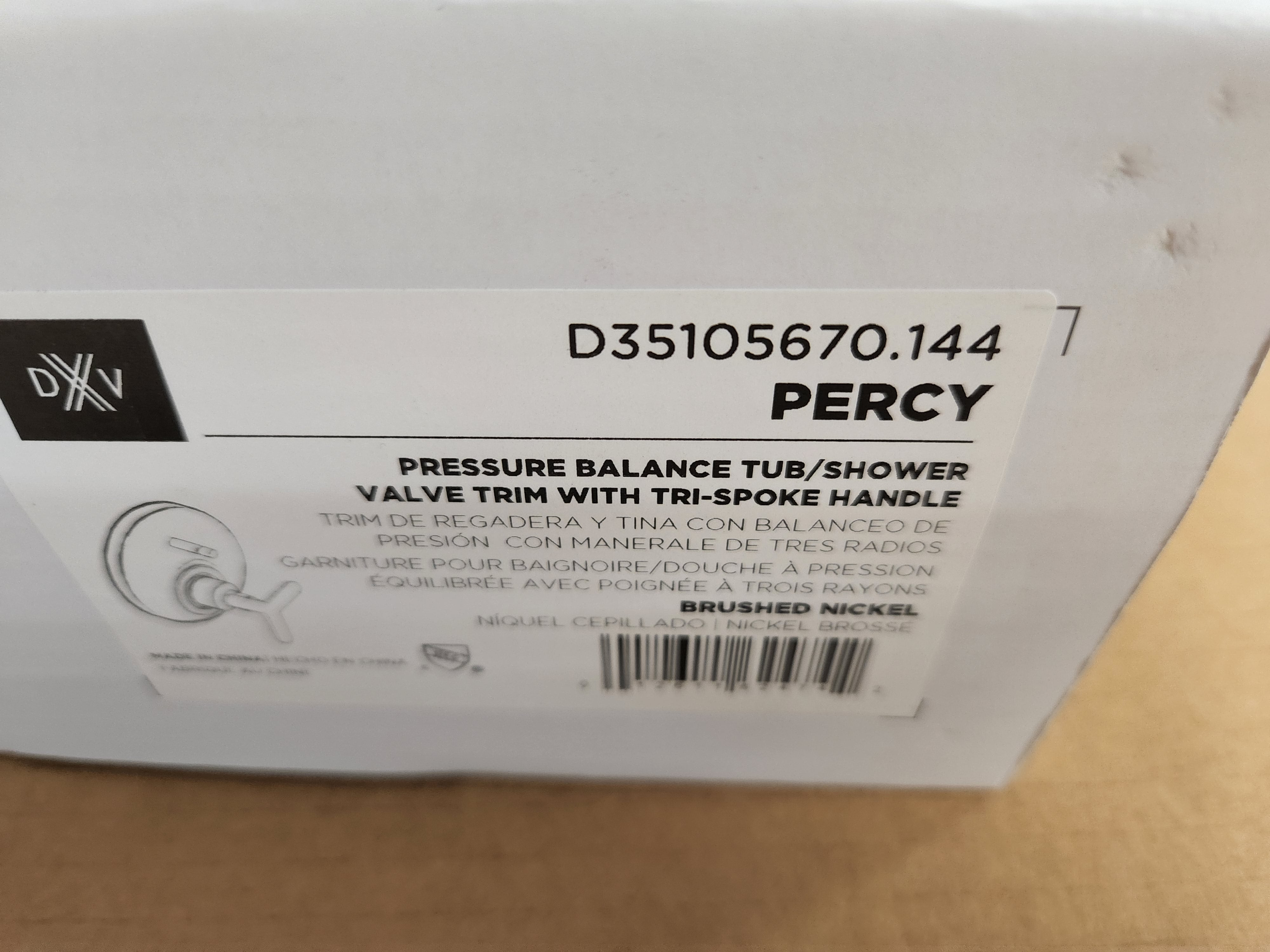AMERICAN STANDARD American Standard D35105670-144 Percy Brushed Nickel Pressure Balance Tub/Shower Valve Trim with Tri-Spoke Handle