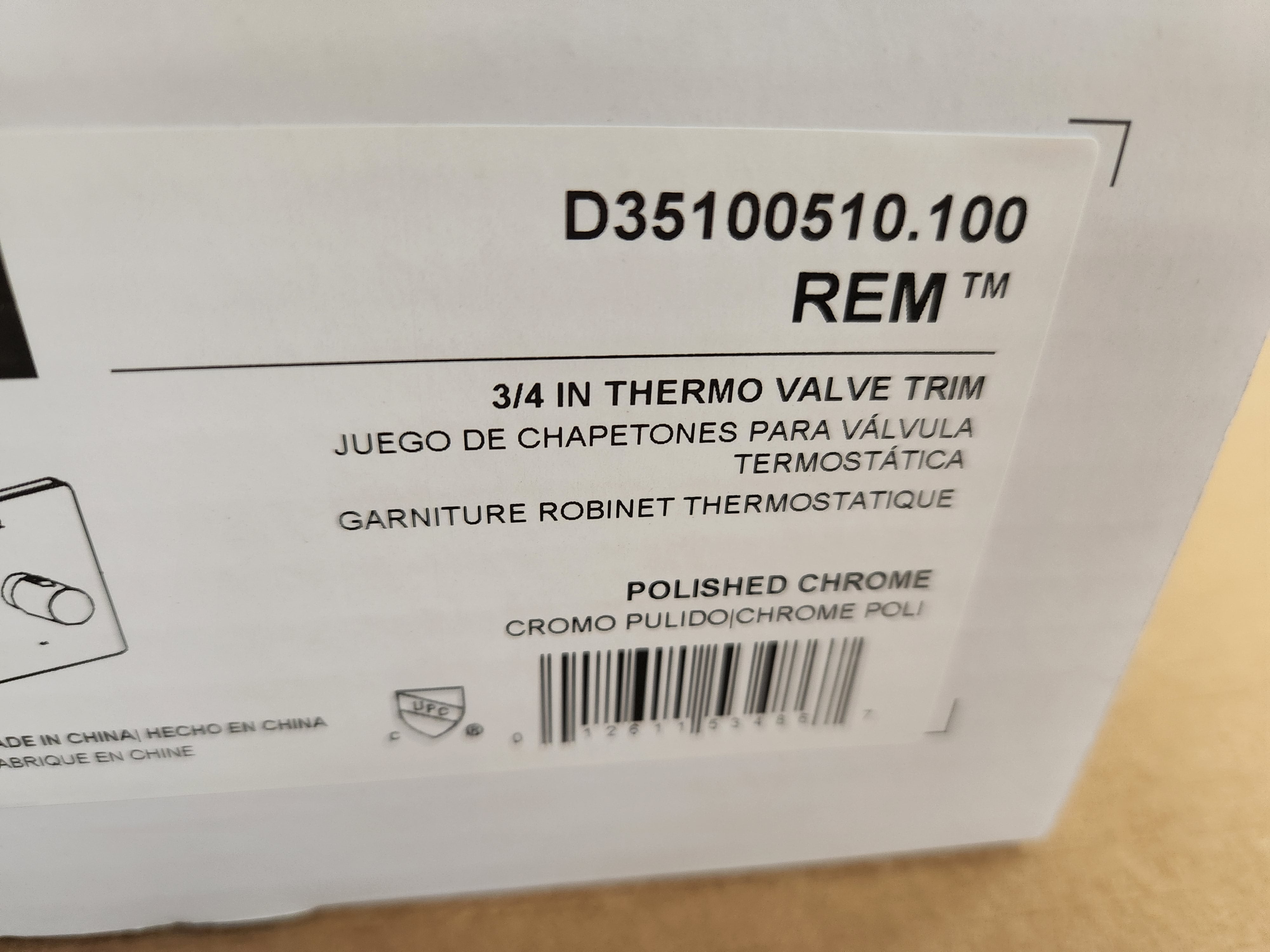 AMERICAN STANDARD American Standard D35100510.100 Rem Polished Chrome 3/4 Thermo Valve Trim