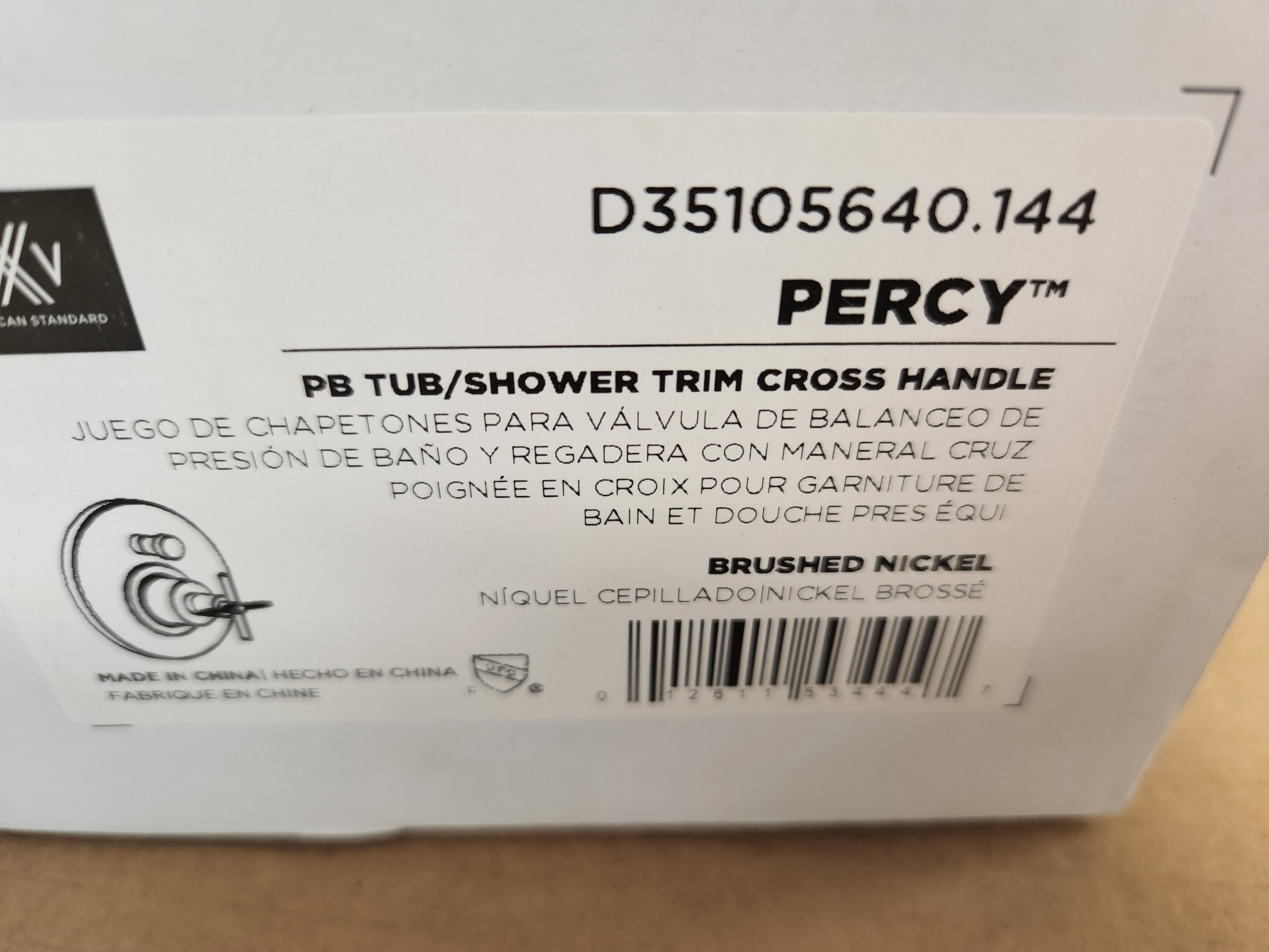 AMERICAN STANDARD American Standard D35105640.144 Percy Brushed Nickel Pressure Balance Tub/Shower Valve Trim with Cross Handle