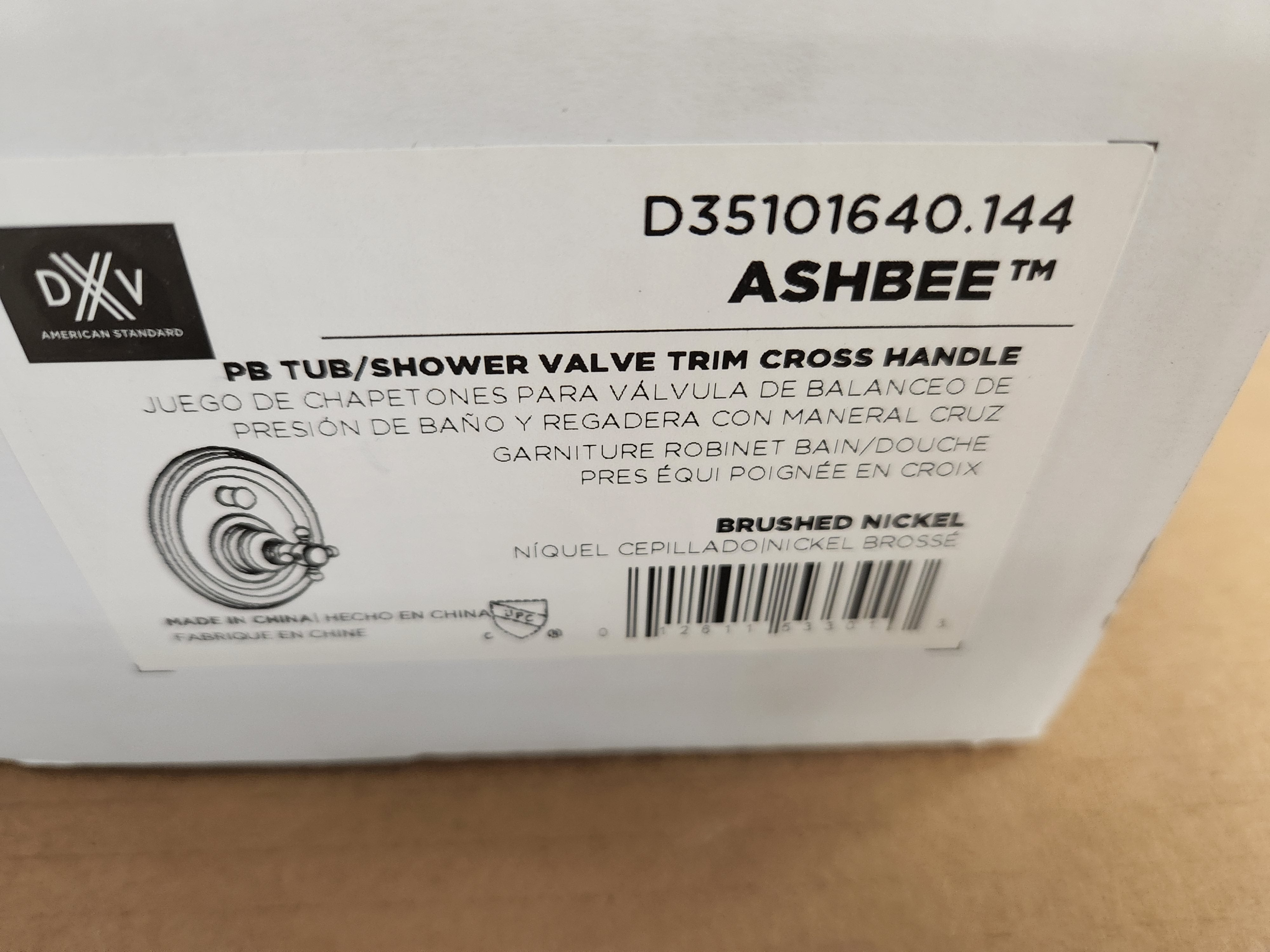 AMERICAN STANDARD American Standard D35101640.144 Ashbee Brushed Nickel Pressure Balanced Tub/Shower Valve Trim Cross Handle