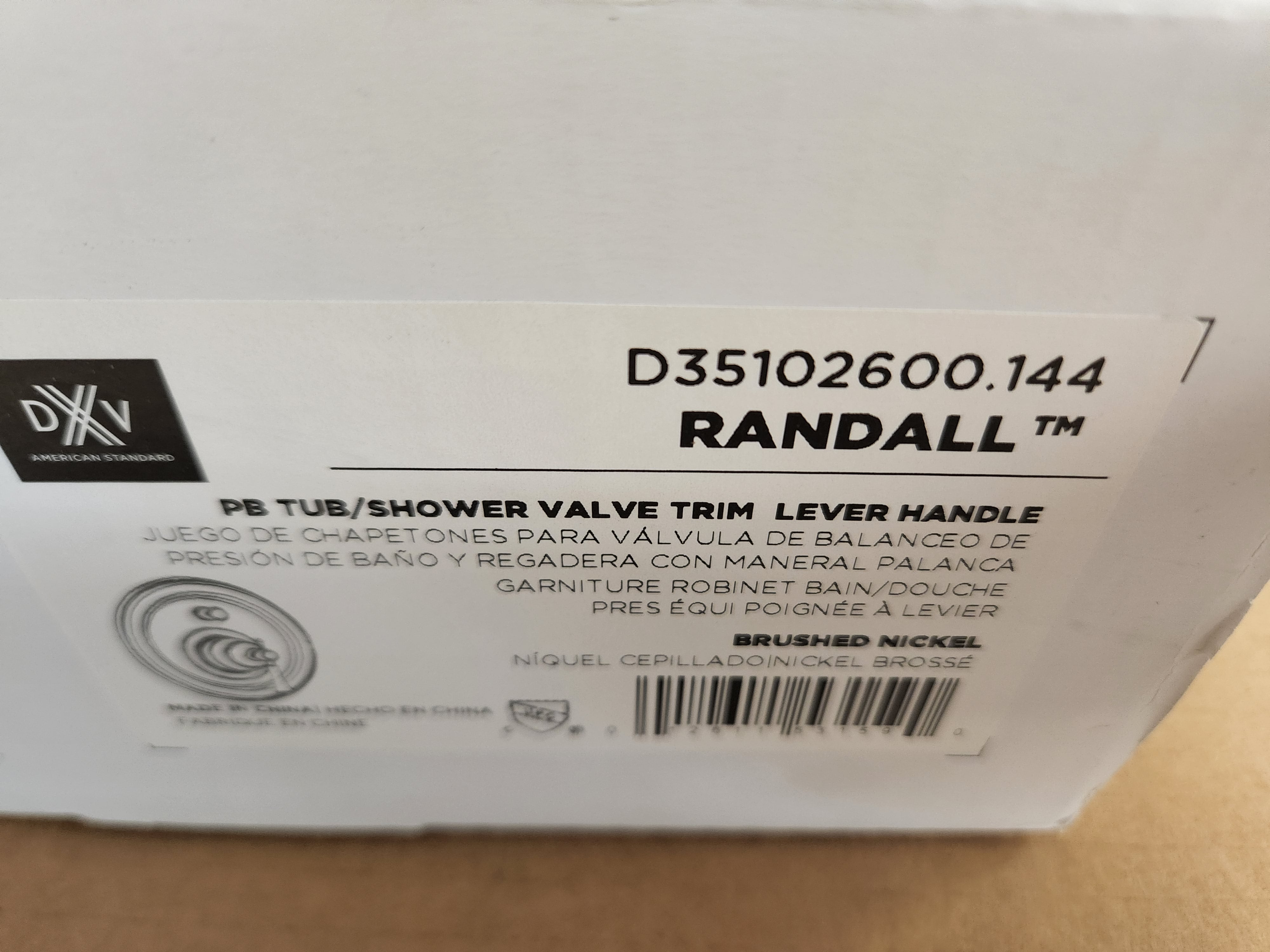 AMERICAN STANDARD American Standard D35102600.144 Randall Brushed Nickel PB Tub/Shower Valve Trim Lever Handle