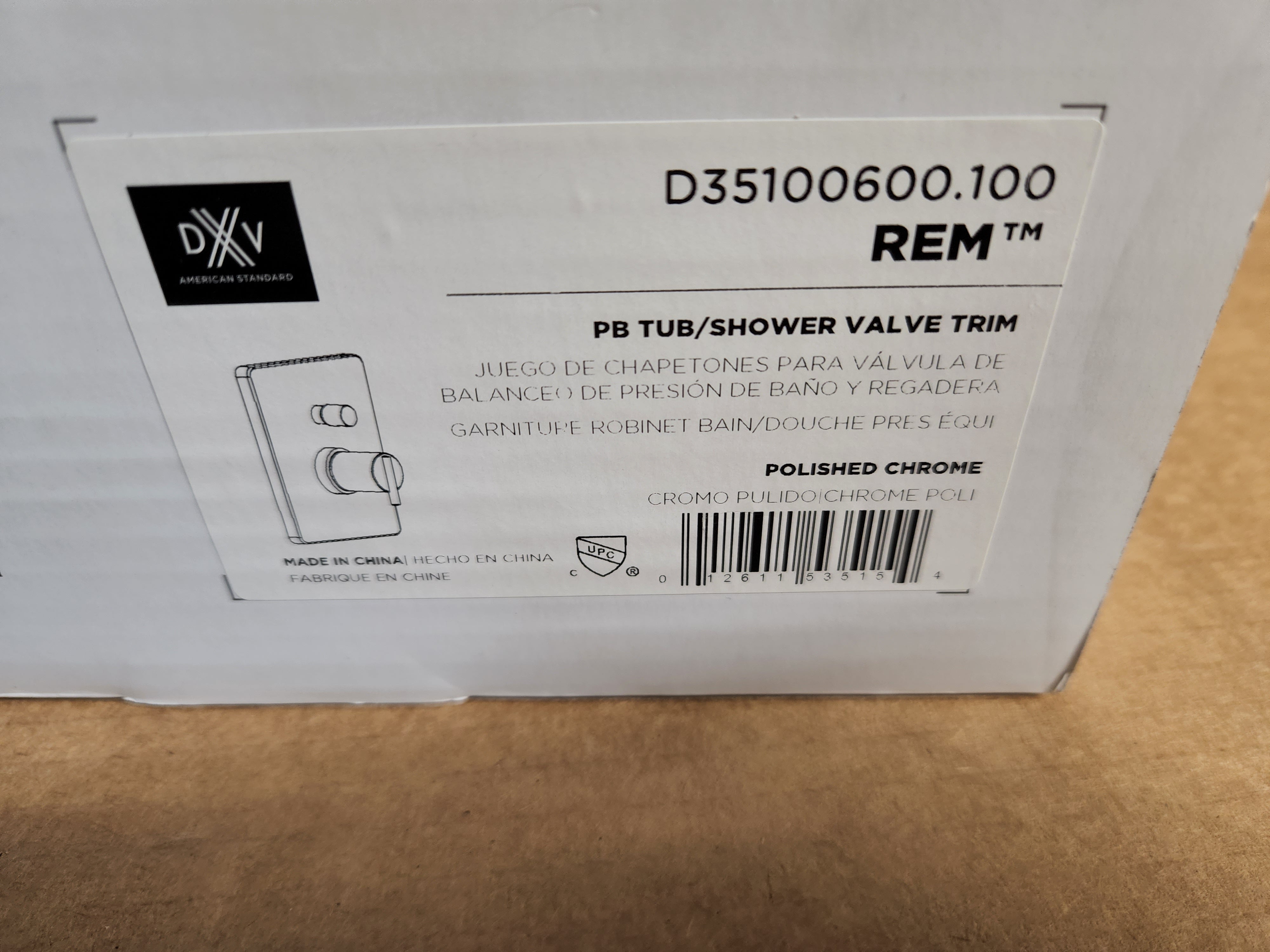 AMERICAN STANDARD American Standard D35100600.100 Polished Chrome Tub/Shower Valve Trim