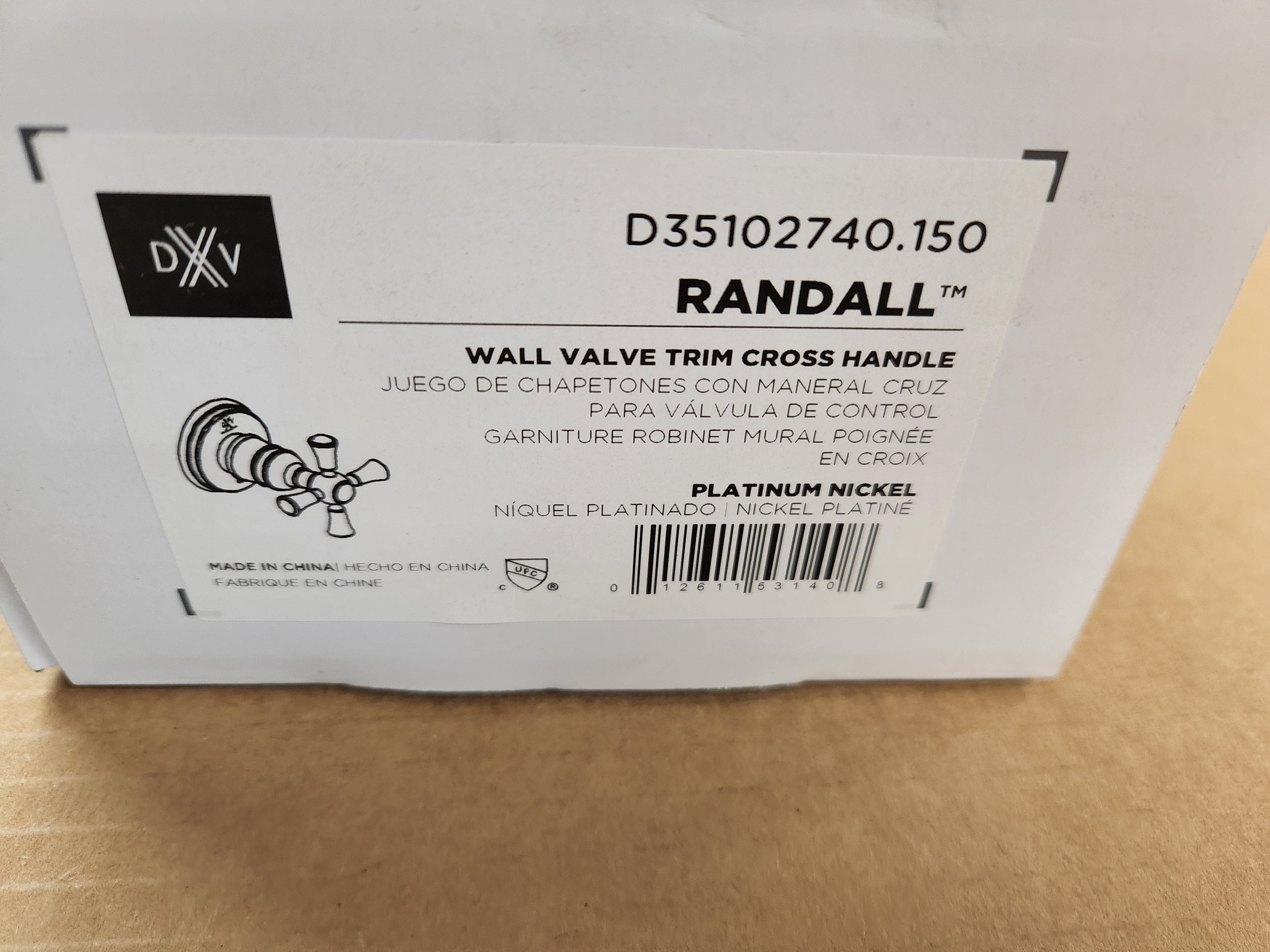 AMERICAN STANDARD American Standard D35102740.150 Randall Platinum Nickel Wall Valve Trim Cross Handle