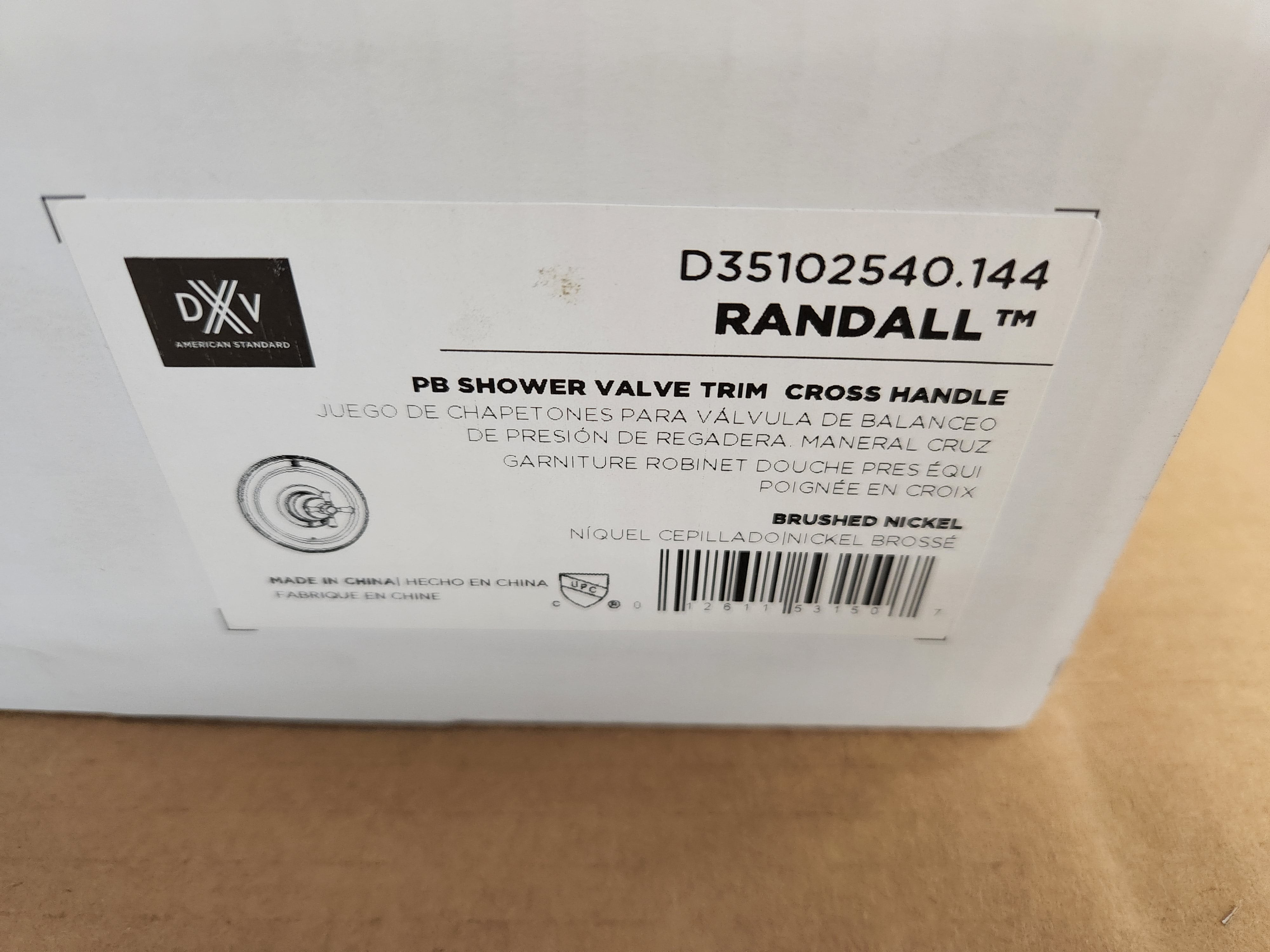 AMERICAN STANDARD American Standard D35102540.144 Randall Brushed Nickel PB Shower Valve Trim Cross Handle