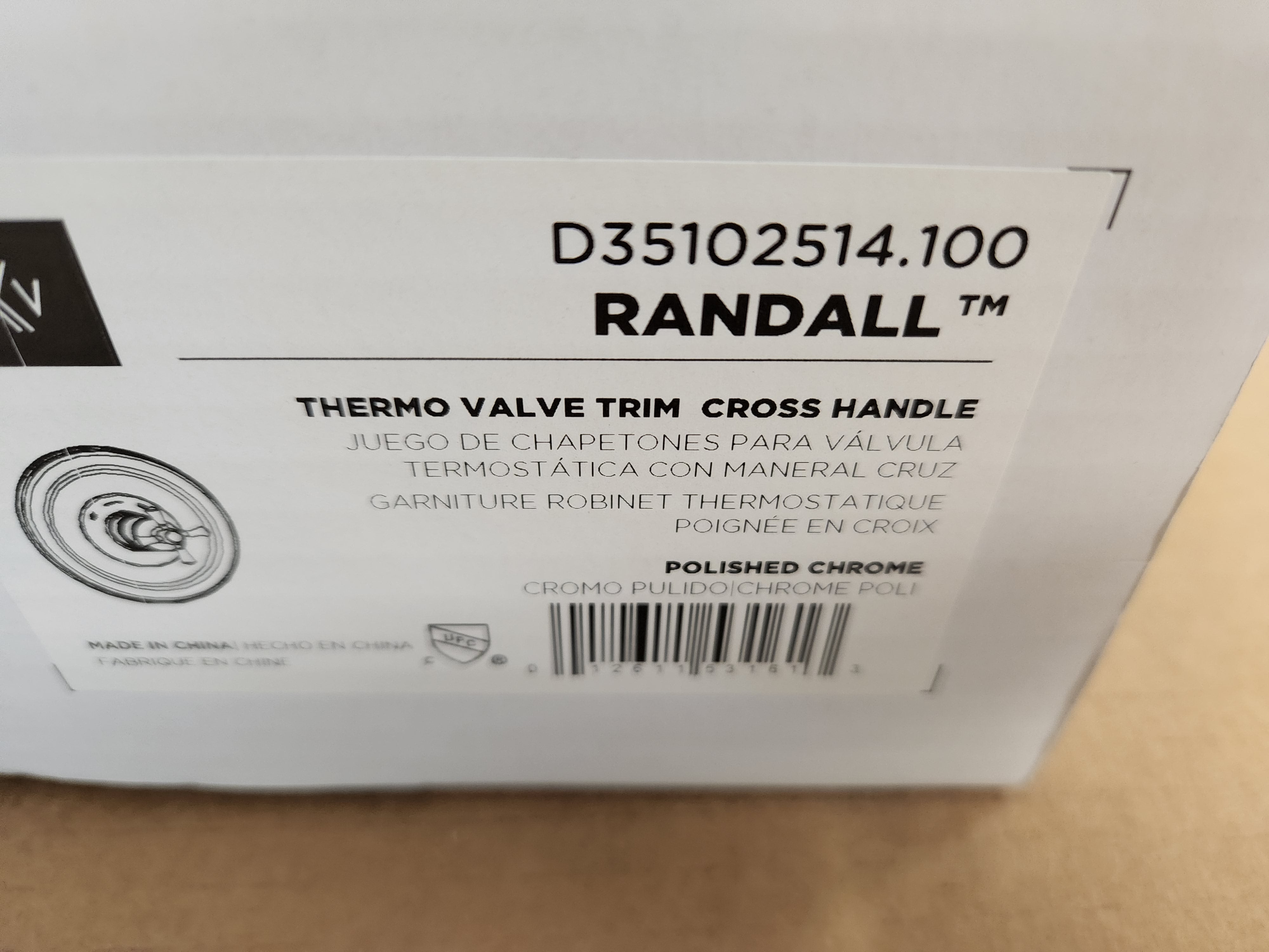 AMERICAN STANDARD American Standard D35102514.100 Randall Polished Chrome Thermo Valve Trim Cross Handle