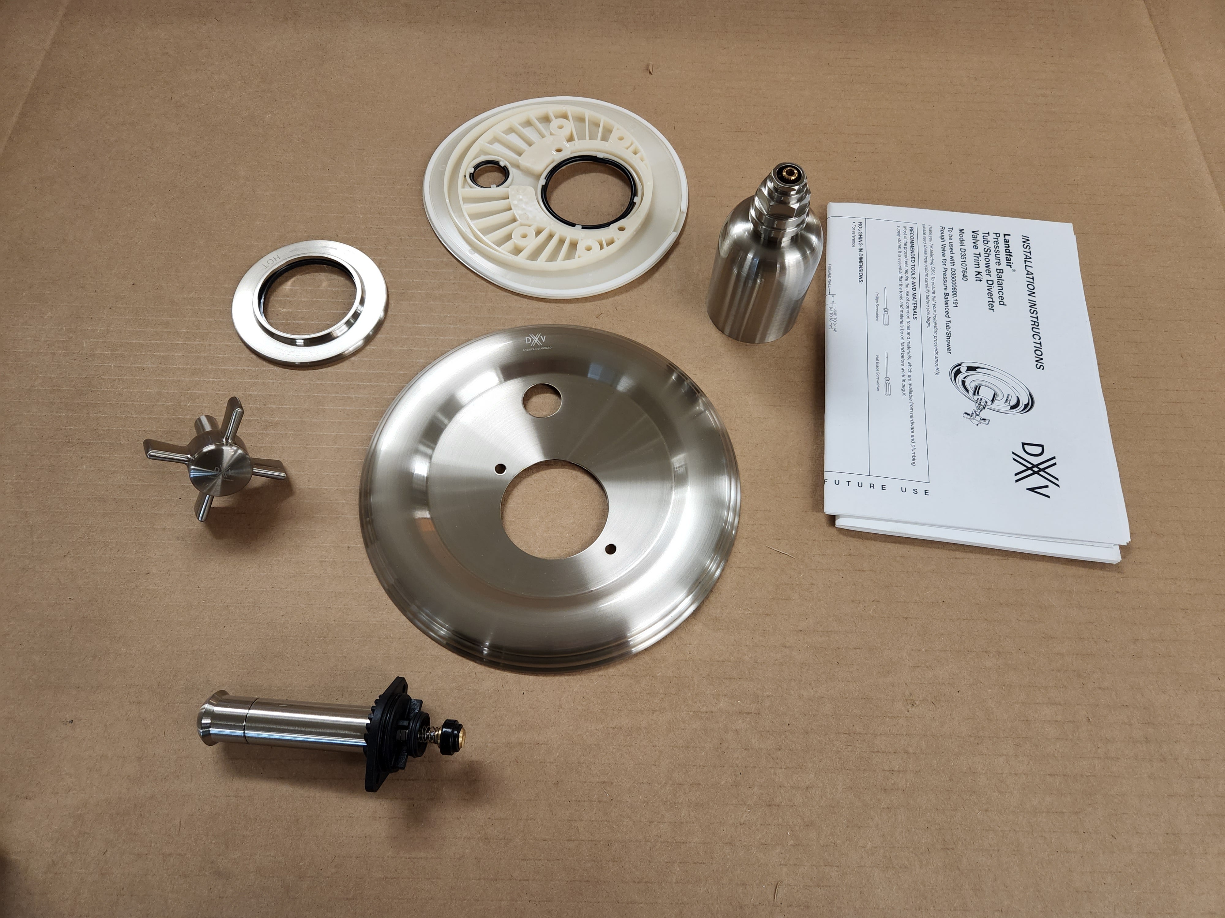 AMERICAN STANDARD American Standard D35107640.144 Landfair Brushed Nickel Tub/Shower Trim Cross Handle