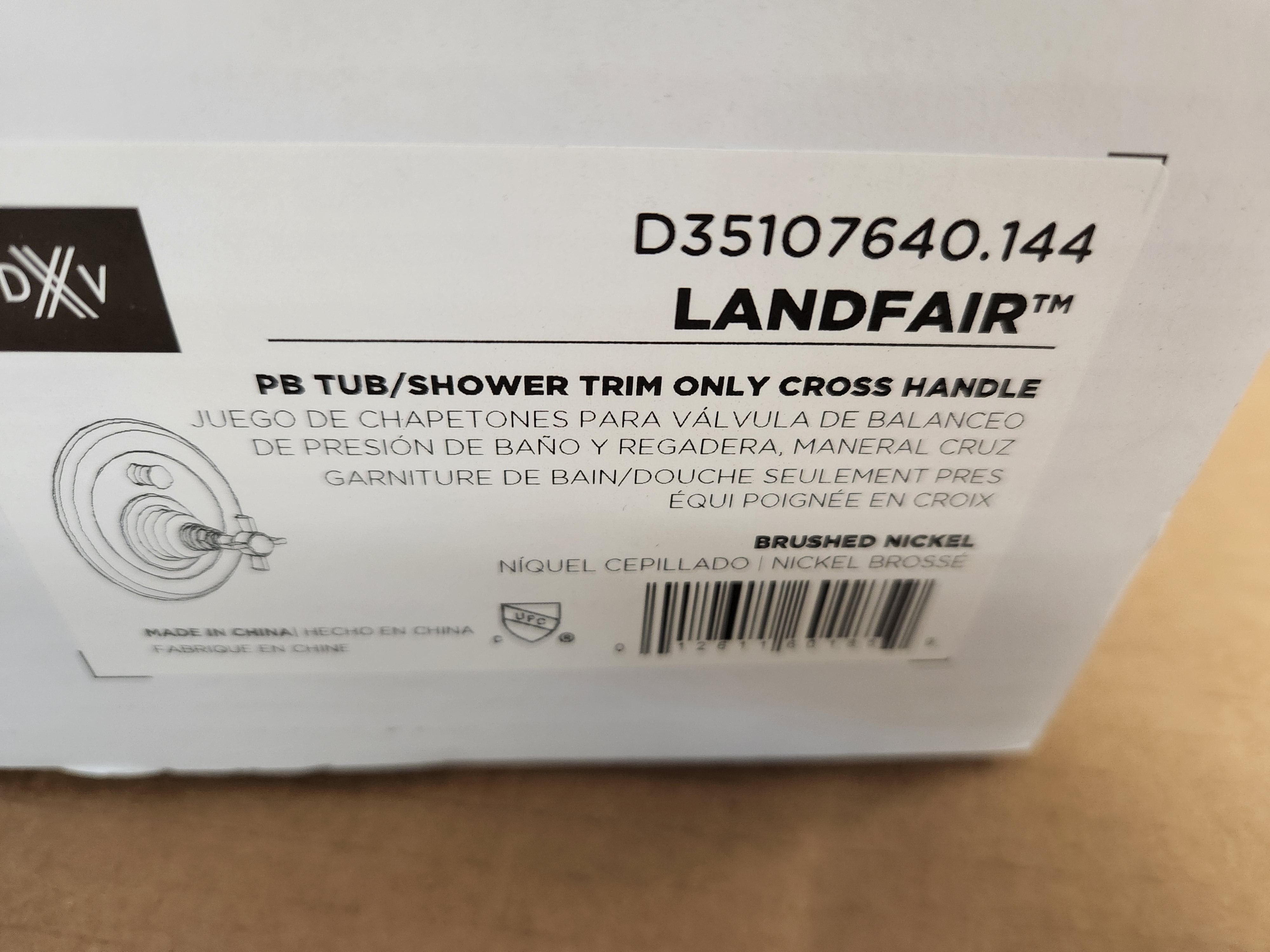 AMERICAN STANDARD American Standard D35107640.144 Landfair Brushed Nickel Tub/Shower Trim Cross Handle