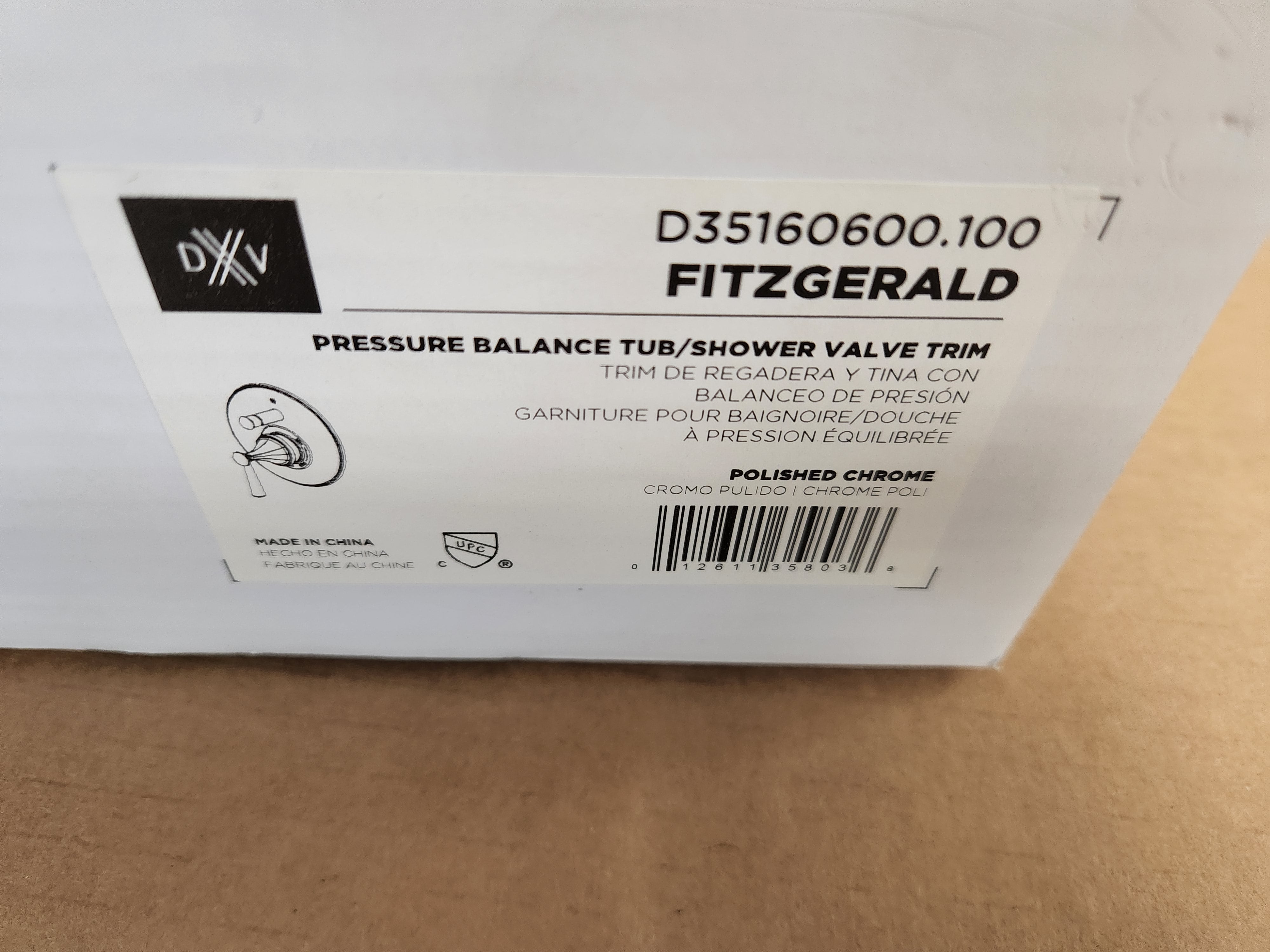 AMERICAN STANDARD American Standard D35160600.100 Fitzgerald Polished Chrome Pressure Balance Tub/Shower Valve Trim