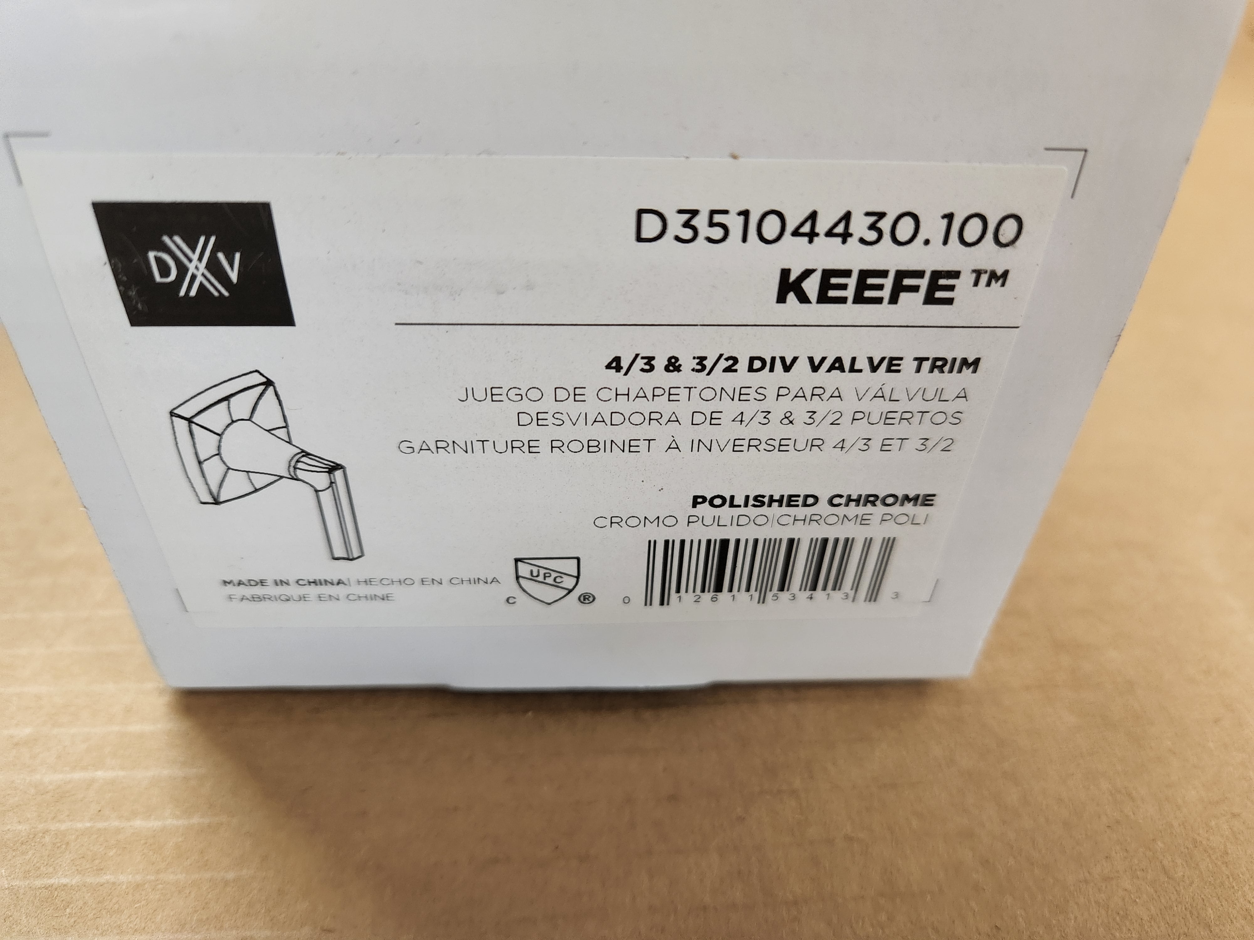 AMERICAN STANDARD American Standard D35104430.100 Keefe Polished Chrome 4/3 & 3/2 Div Valve Trim