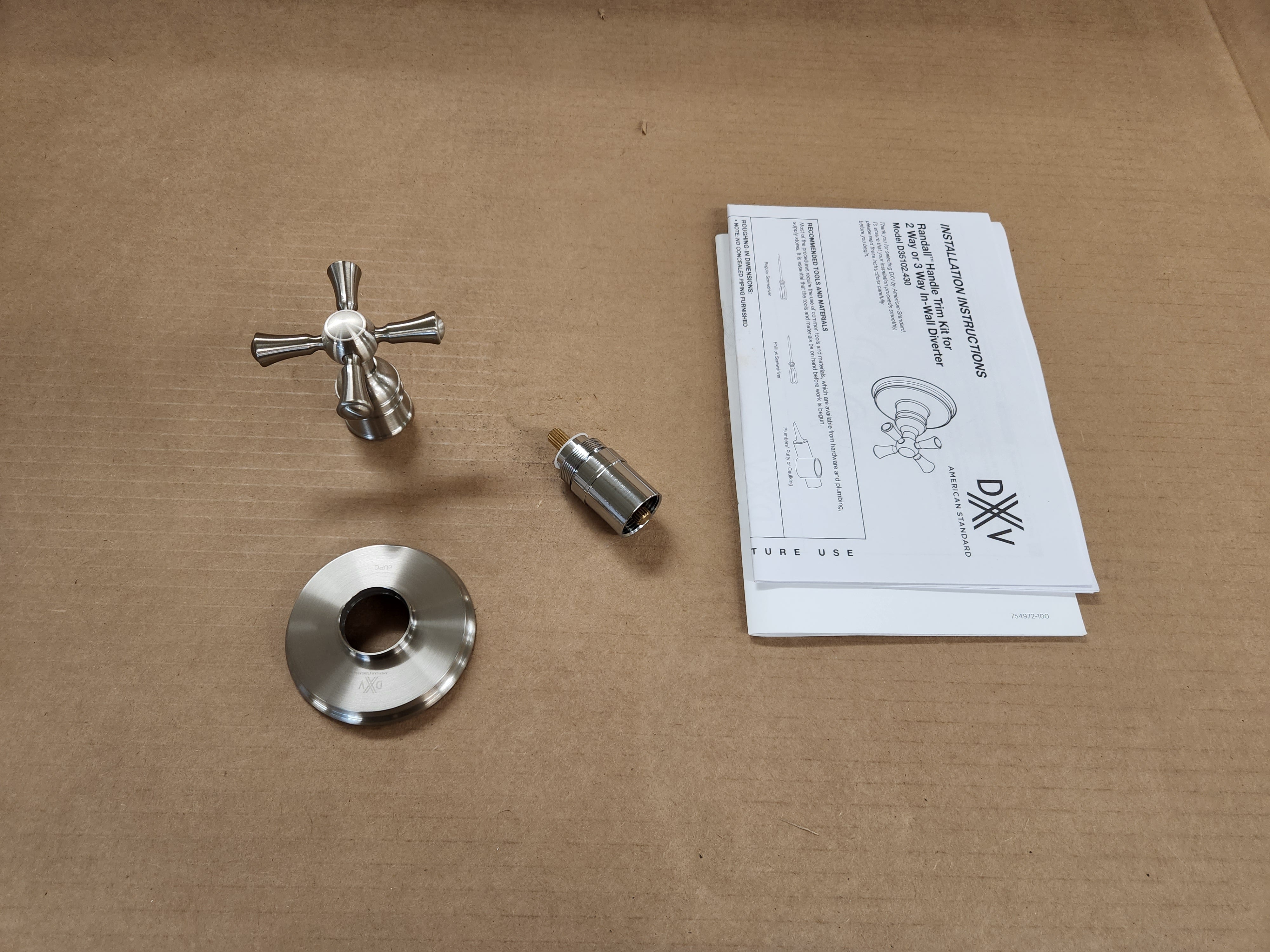 AMERICAN STANDARD American Standard D35102430.144 Randall Brushed Nickel 4/3 & 3/2 Div Valve Trim