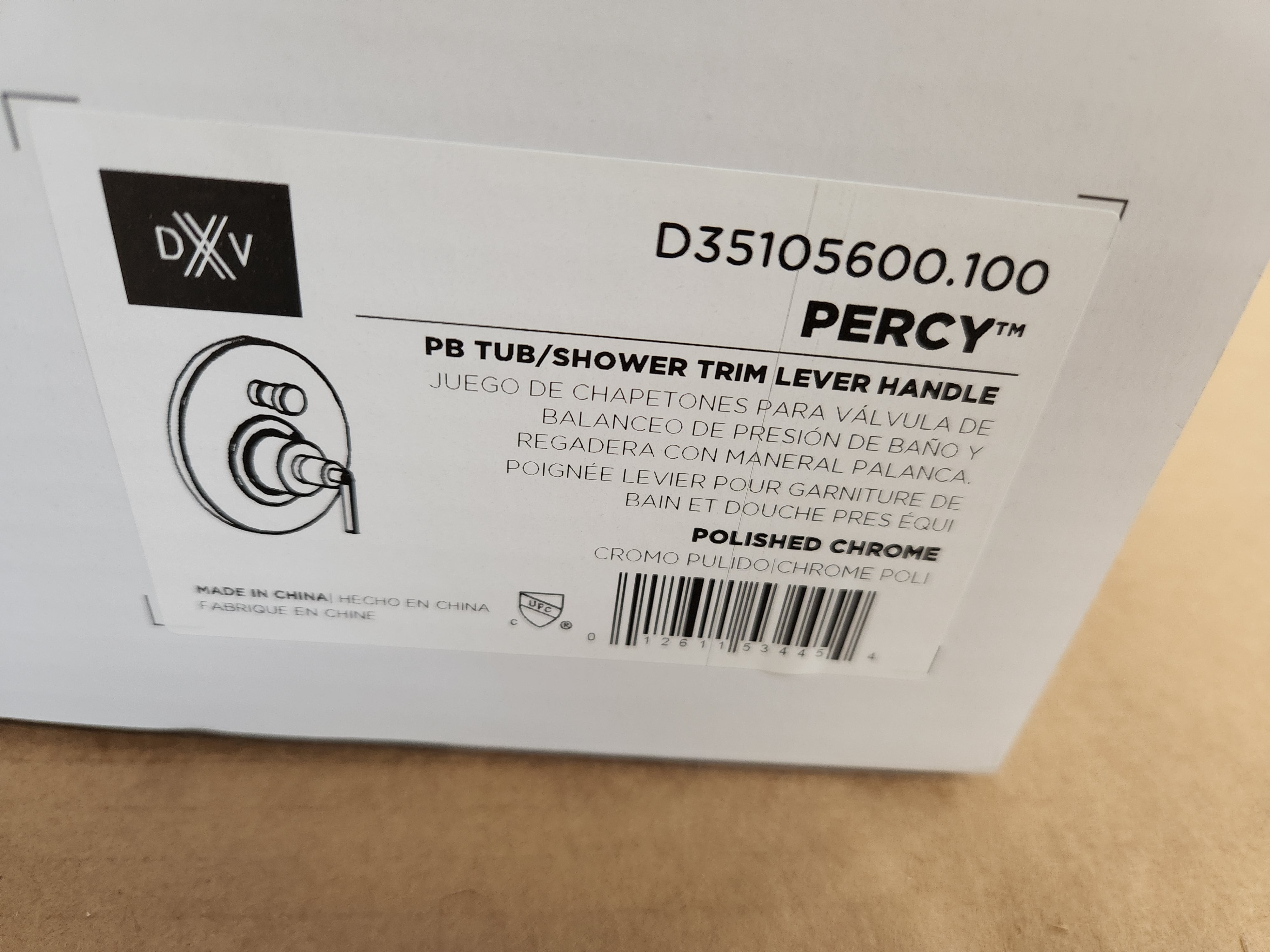 AMERICAN STANDARD American Standard D35105600.100 Percy Polished Chrome PB Tub/Shower Trim Lever Handle