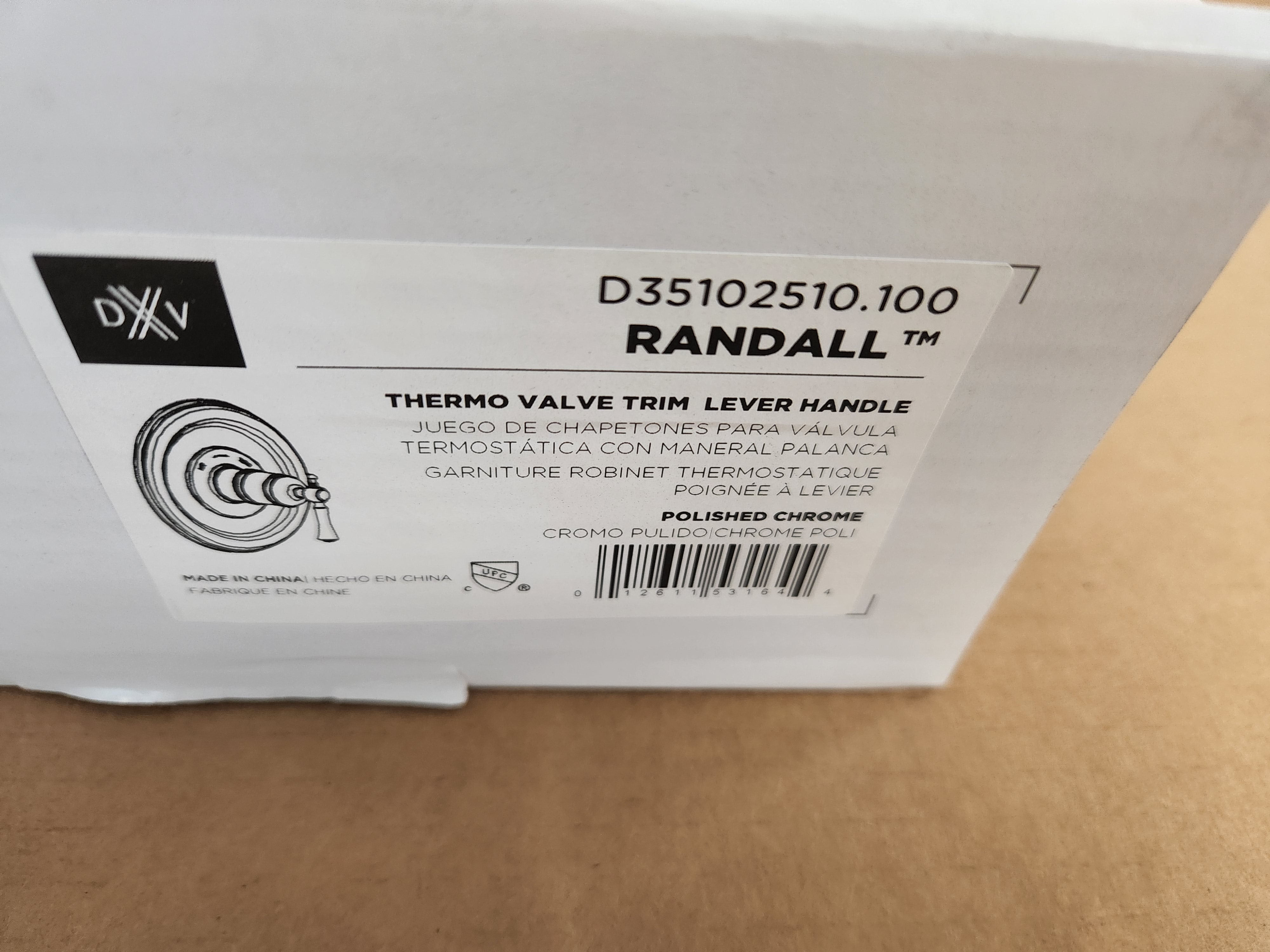 AMERICAN STANDARD American Standard D35102510.100 Randall Polished Chrome Thermo Valve Trim Lever Handle