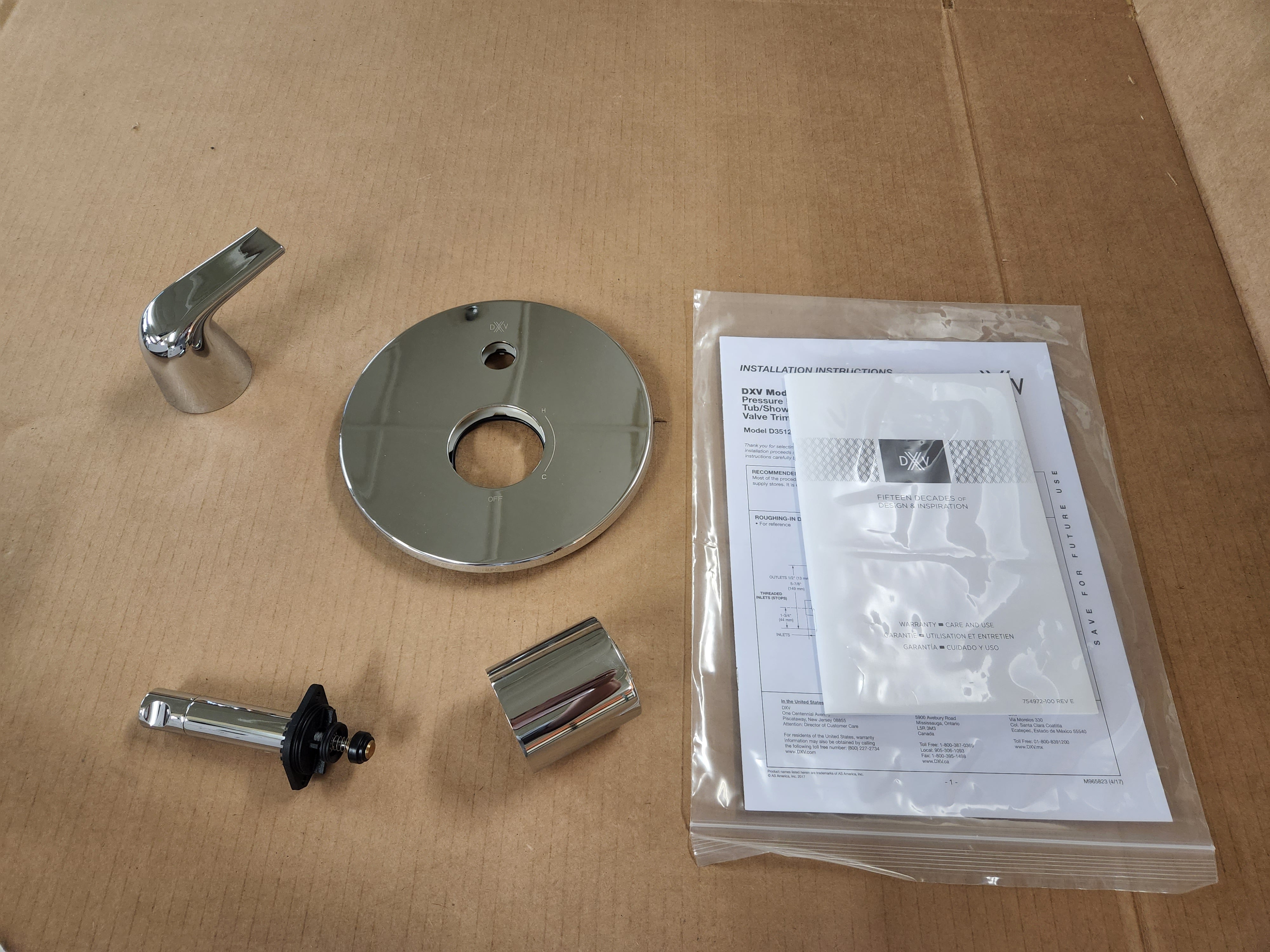 AMERICAN STANDARD American Standard D35120600.100 DXV Modulus Polished Chrome Bath Tub/Shower Trim With Diverter