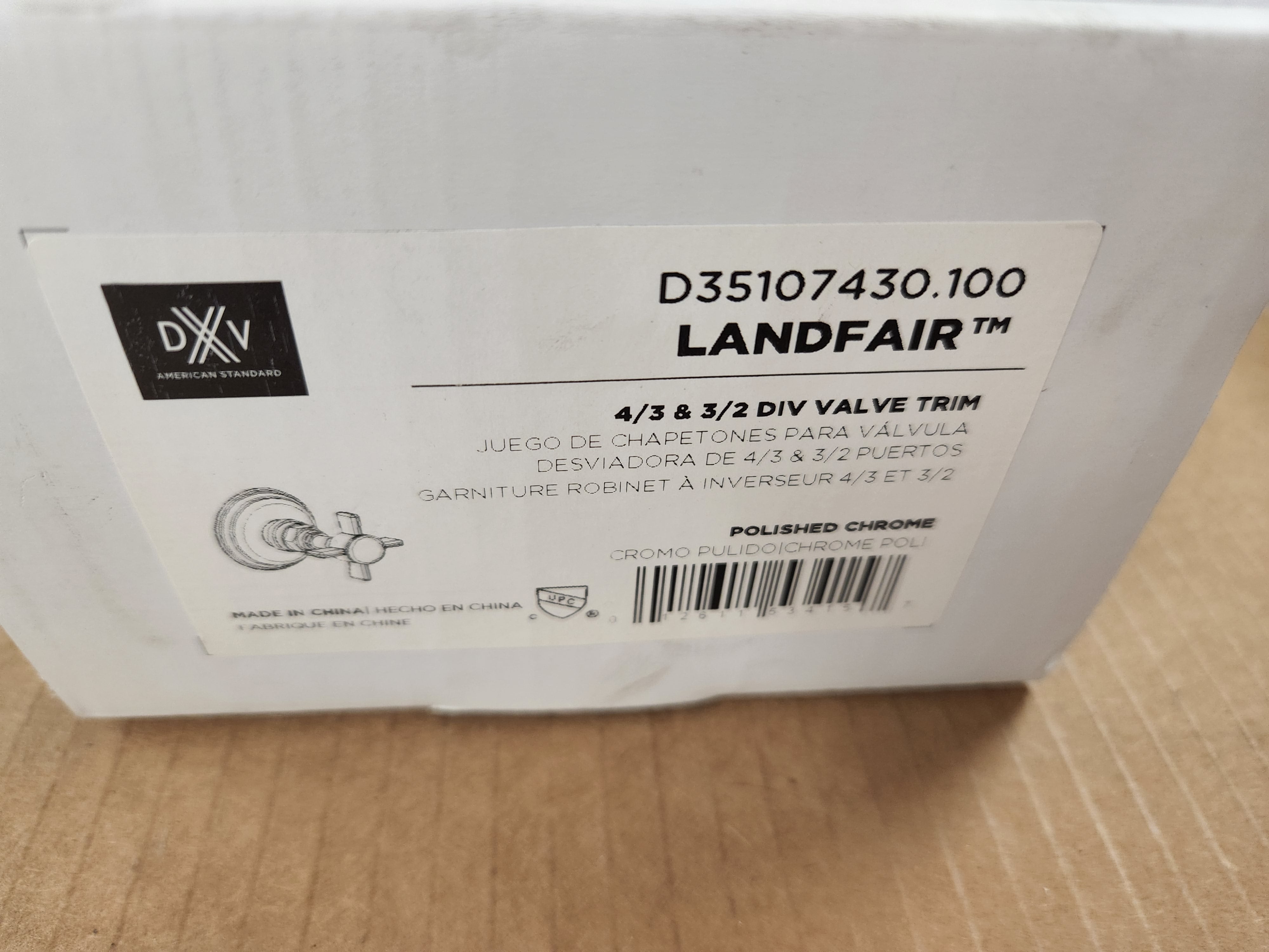 AMERICAN STANDARD American Standard D35107430.100 Landfair Polished Chrome 4/3 & 3/2 Div Valve Trim