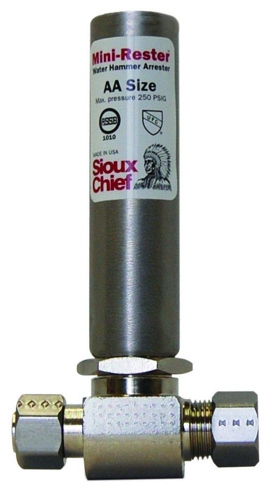 SIOUX CHIEF Sioux Chief 660-GTR1 MiniRester Water Hammer Arrestor 3/8 in Compression x 3/8 in Dia Compression Brass