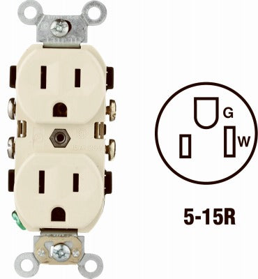 LEVITON Leviton Mfg Co S01-0CR15-0IS Duplex Outlet 15A 125V