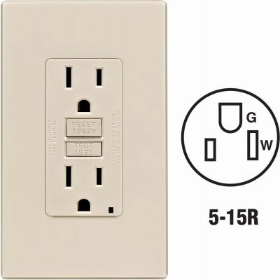 LEVITON Leviton C16-GFNT1-0PT Self-test Gfci Outlet 15A Nema 5-15R