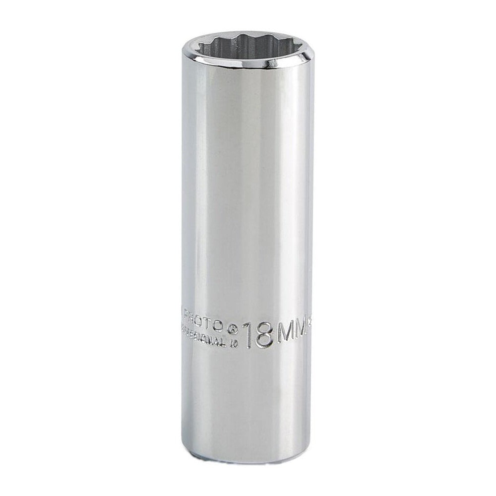 PROTO Proto J5318M Deep Hand Socket 18mm 12-point 1/2 Drive