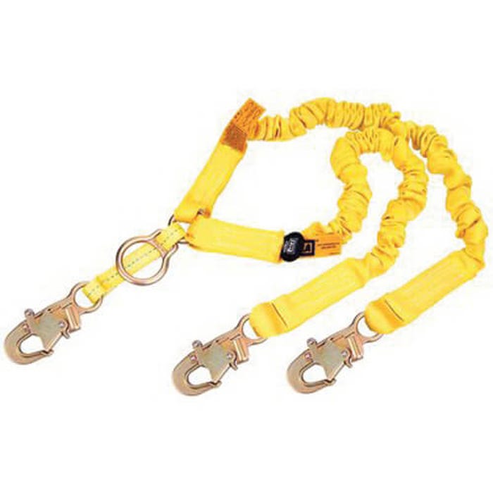 3M 3M 7100220854 dbi-sala shockwave2 polyester tubular web twin-leg 100% tie-off rescue shock-absorbing lanyard with d-ring for srl or rescue at center with snap hooks at ends 6 feet and 1244455