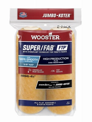 WOOSTER Wooster Brush RR941-4 1/2 Roller Cover 4 in 3/8 Nap 2 Pack