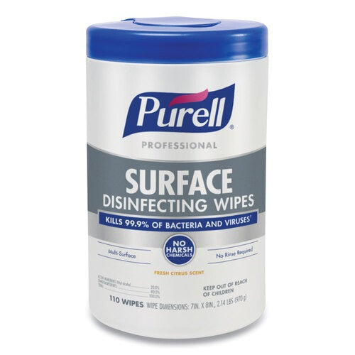 GOJO Gojo GOJ934206CT Purell Professional Surface Disinfecting Wipes (110 Wipes per Canister, 6 Canisters per Carton) 934206CT