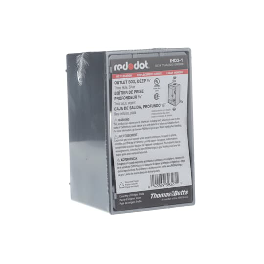 ABB ABB IHD3-1 Red Dot IHD3-1 1-Gang Weatherproof Metallic Device Box (3) 1/2 Hubs