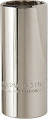 PROTO Proto J5022M Deep Hand Socket 22mm 3/8 Drive 12-point