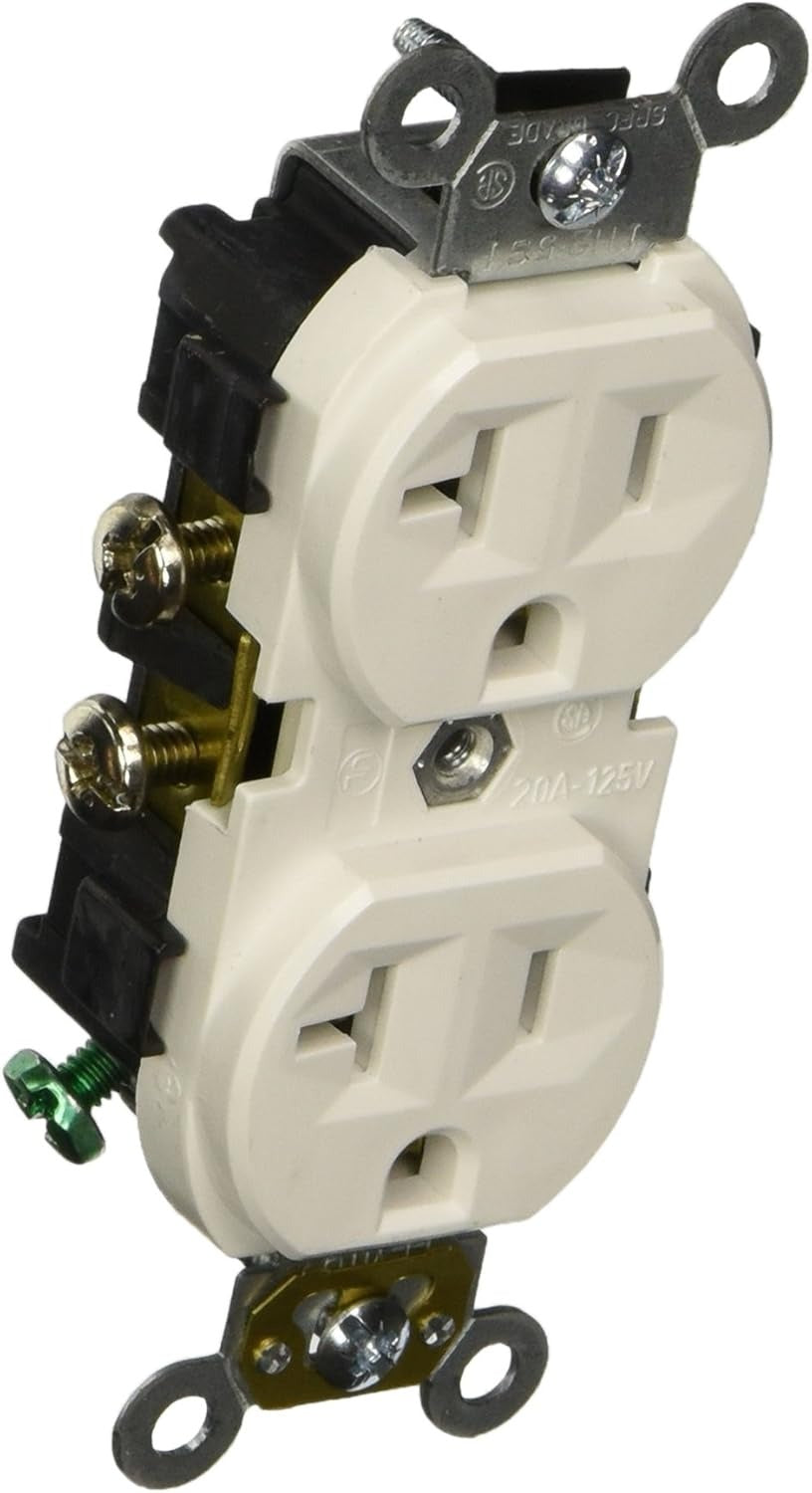 LEVITON Leviton CR20-WS Heavy Duty Narrow Body Straight Blade Duplex Receptacle 20 A 125 V (Window Pack) S02-0CR20-0WS