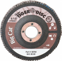 WEILER Weiler 96257 Flap Disc 4.5 in 60 Grit Zirconia Type 27