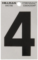 HILLMAN Hillman Fasteners 840786 Mylar House Number 4 3in Black Silver