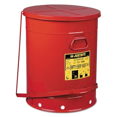 Justrite 9700 21 gal Red Galvanized Steel Oily Waste Can Foot Lever Opening Plastic