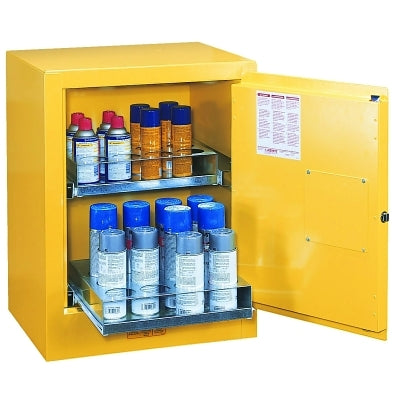 JUSTRITE Justrite 890500 Sure-Grip EX Aerosol Can Safety Cabinet Yellow Manual Close