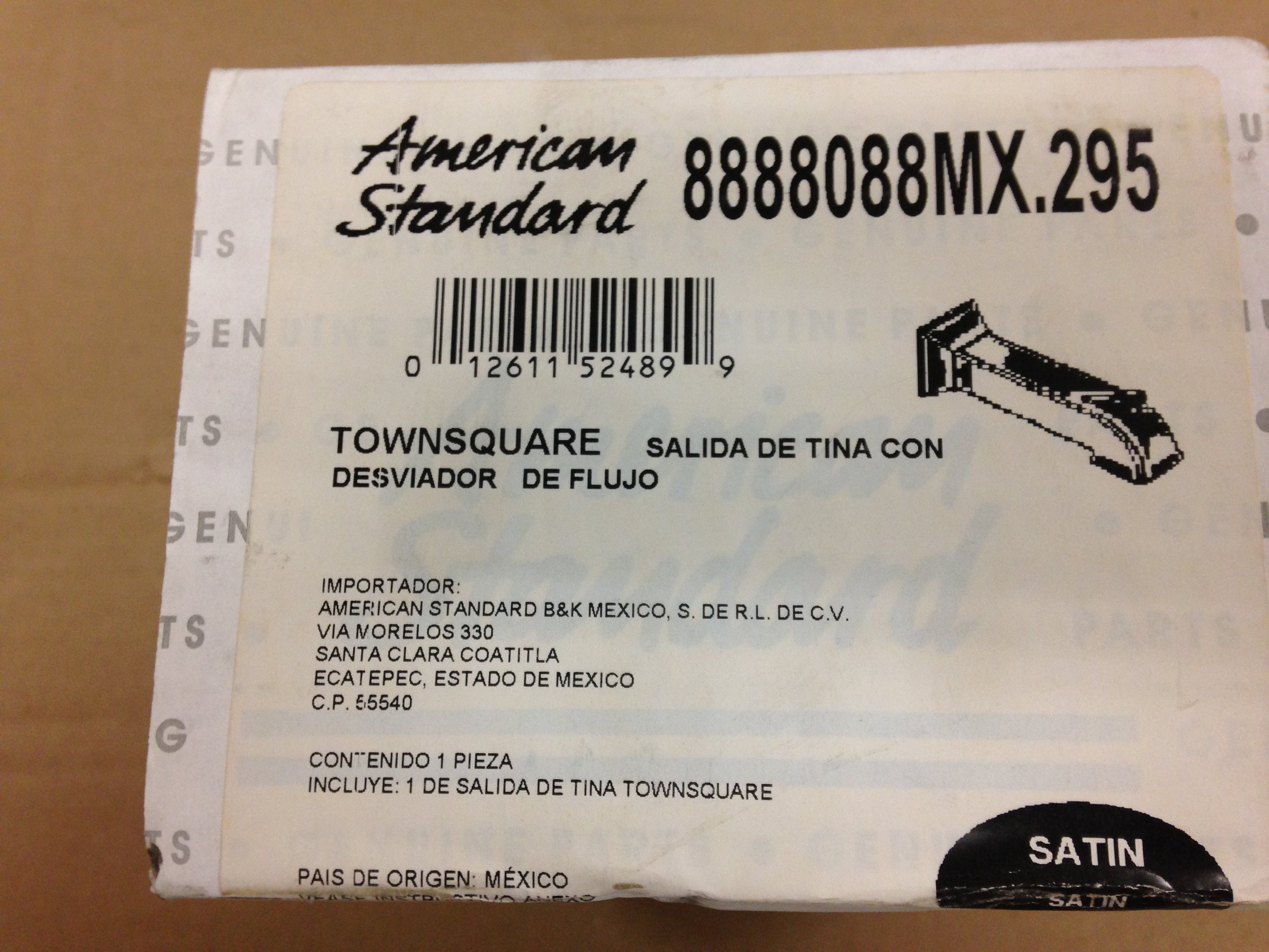 AMERICAN STANDARD American Standard 8888088MX.295 Town Square Slip-On Diverter Spout Satin