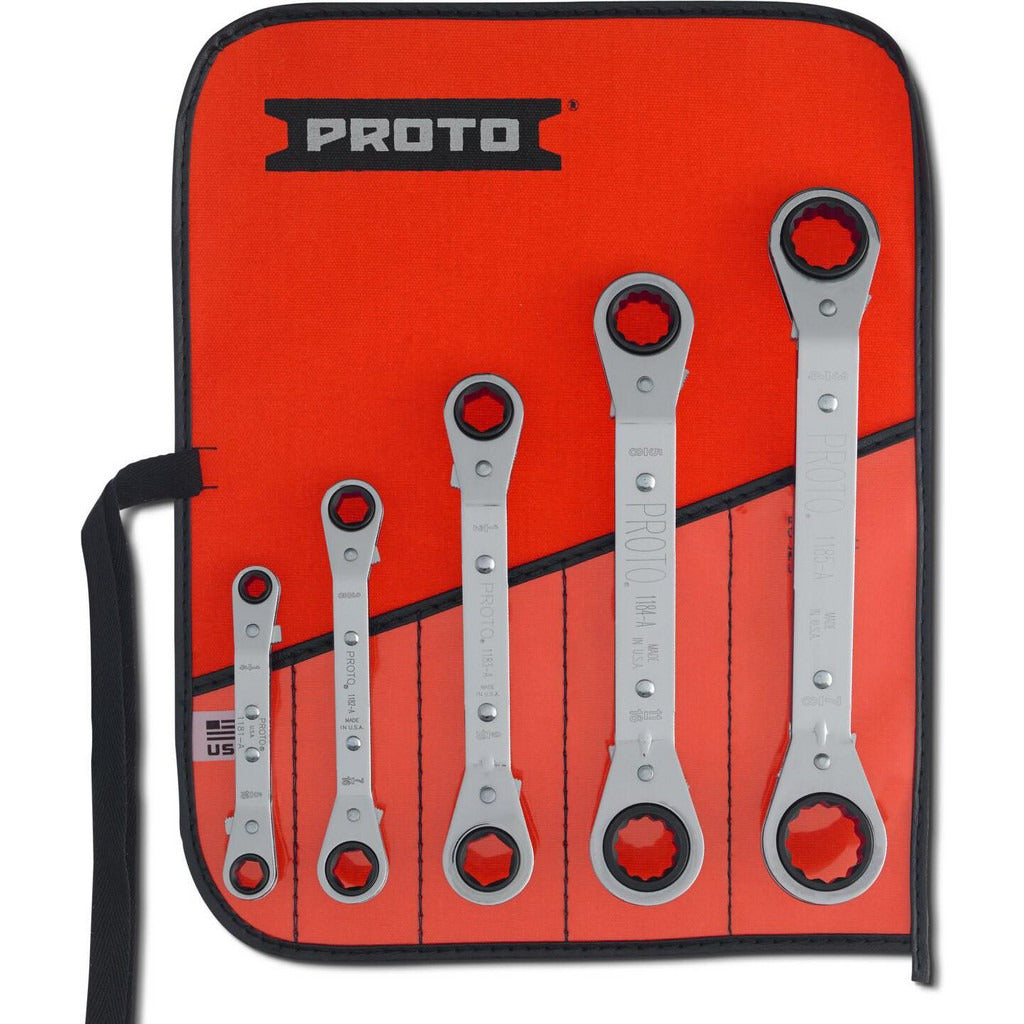 PROTO Proto J1180A Ratcheting Box Wrench Set 5 Piece Inch