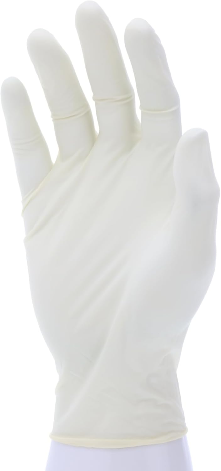 MCR SAFETY MCR Safety 5055L SensaGuard Industrial Grade Latex Double Chlorinated Powder Free Disposable Gloves, Natural, Large Pack of 100